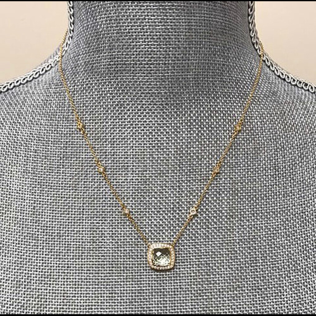 Lafonn Large Square Lemon Quartz Necklace,Nwt-Box